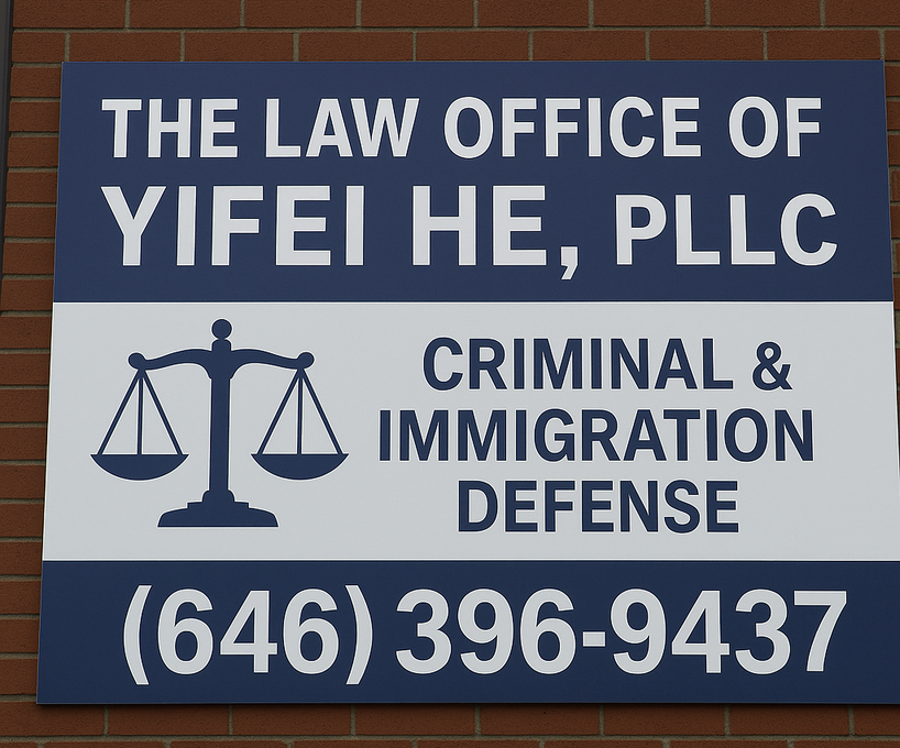 The Law Office of Yifei He, PLLC – Criminal & Immigration Defense. Dedicated, bilingual (Chinese/English/Spanish) legal representation for immigration (visas, deportation defense, green cards) and criminal cases. Free consultations available by phone, Zoom, or in-office. 32 Broadway, New York, NY, 10004,&nbsp;(917) 338‑7678,&nbsp;yifeihelawyer.com 